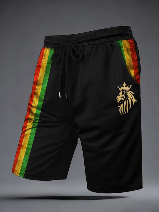Men's Reggae Music Inspired Print Casual Shorts