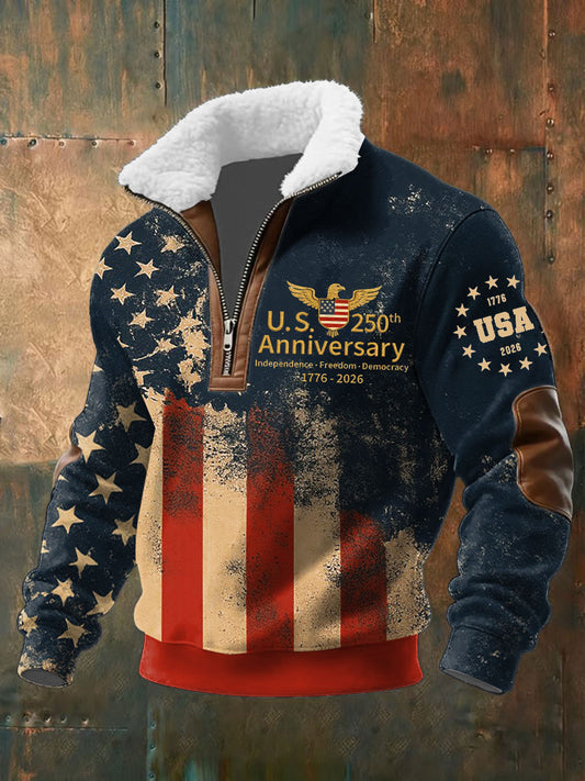 Men's 250th Anniversary Plush Stand Collar Sweatshirt