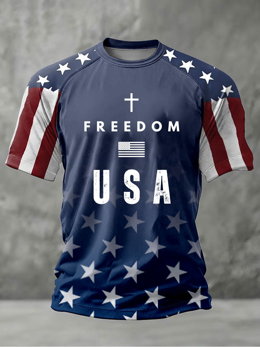 Men's Freedom 250th Anniversary Printed Casual T-Shirt