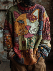 Men's Cat Art Vintage Tops