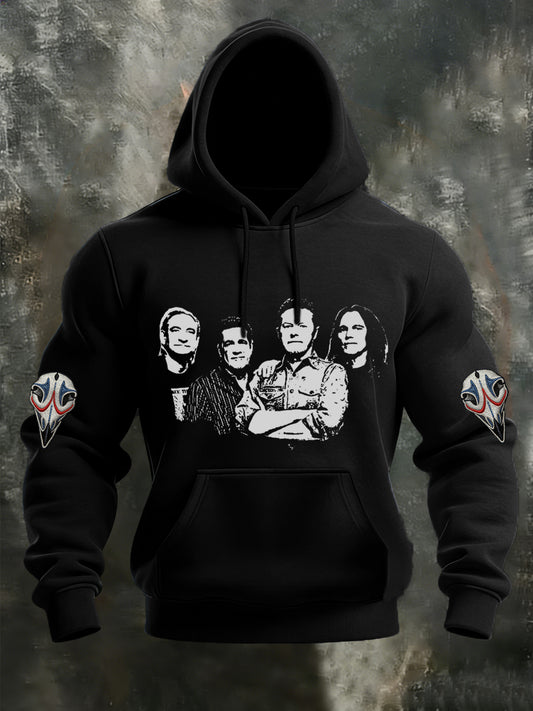 Men's Retro Rock Band Print Casual Hoodie