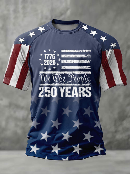 Men's Freedom 250th Anniversary Printed Casual T-Shirt