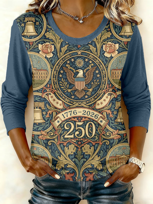 Women's 250th Anniversary Floral Print Long Sleeve T-Shirt