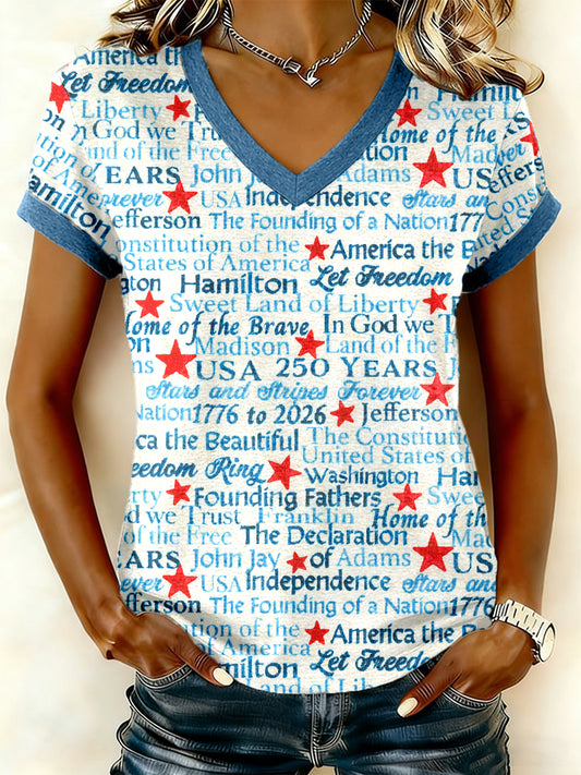 Women's 250th Anniversary Print V-Neck T-Shirt