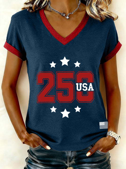 Women's 250th Anniversary Print V-Neck T-Shirt