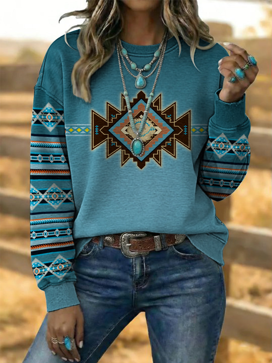 Women's Vintage Western Ethnic Cozy Sweatshirt