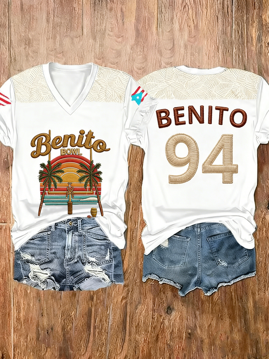 Women's Bunny Football Music Lover Printed short-sleeved T-shirt