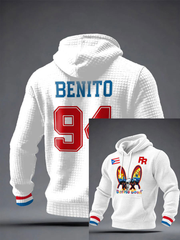 Men's Bunny Football Music Lover Printed Checkered Cotton Hoodie