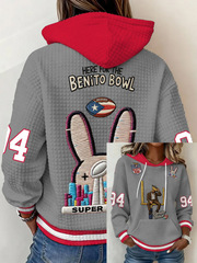 Women's Bunny Football Music Lover Printed large-sized hooded sweatshirt