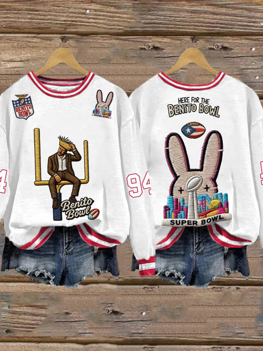 Women's Bunny Football Music Lover Printed Regular Sweatshirt