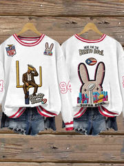 Women's Bunny Football Music Lover Printed Regular Sweatshirt