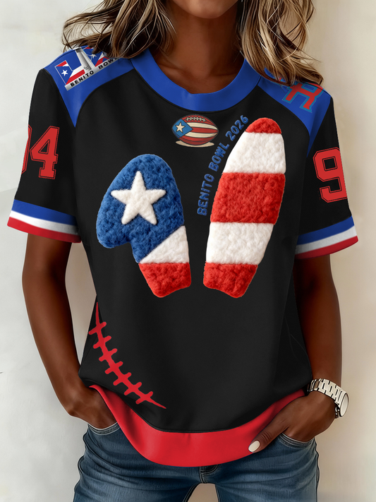 Women's Benito Bowl Music Football Lover Printed T-shirt