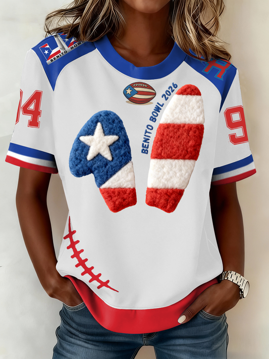 Women's Benito Bowl Music Football Lover Printed T-shirt