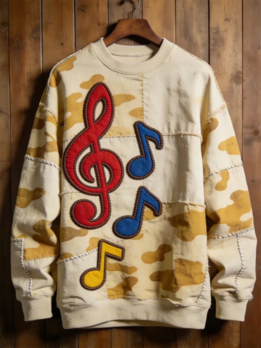 Men's Music Note Crew Neck Sweatshirt