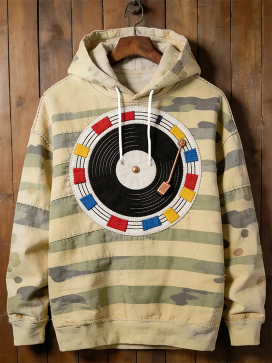 Men's Music Note Oversized Drop-Shoulder Hoodie