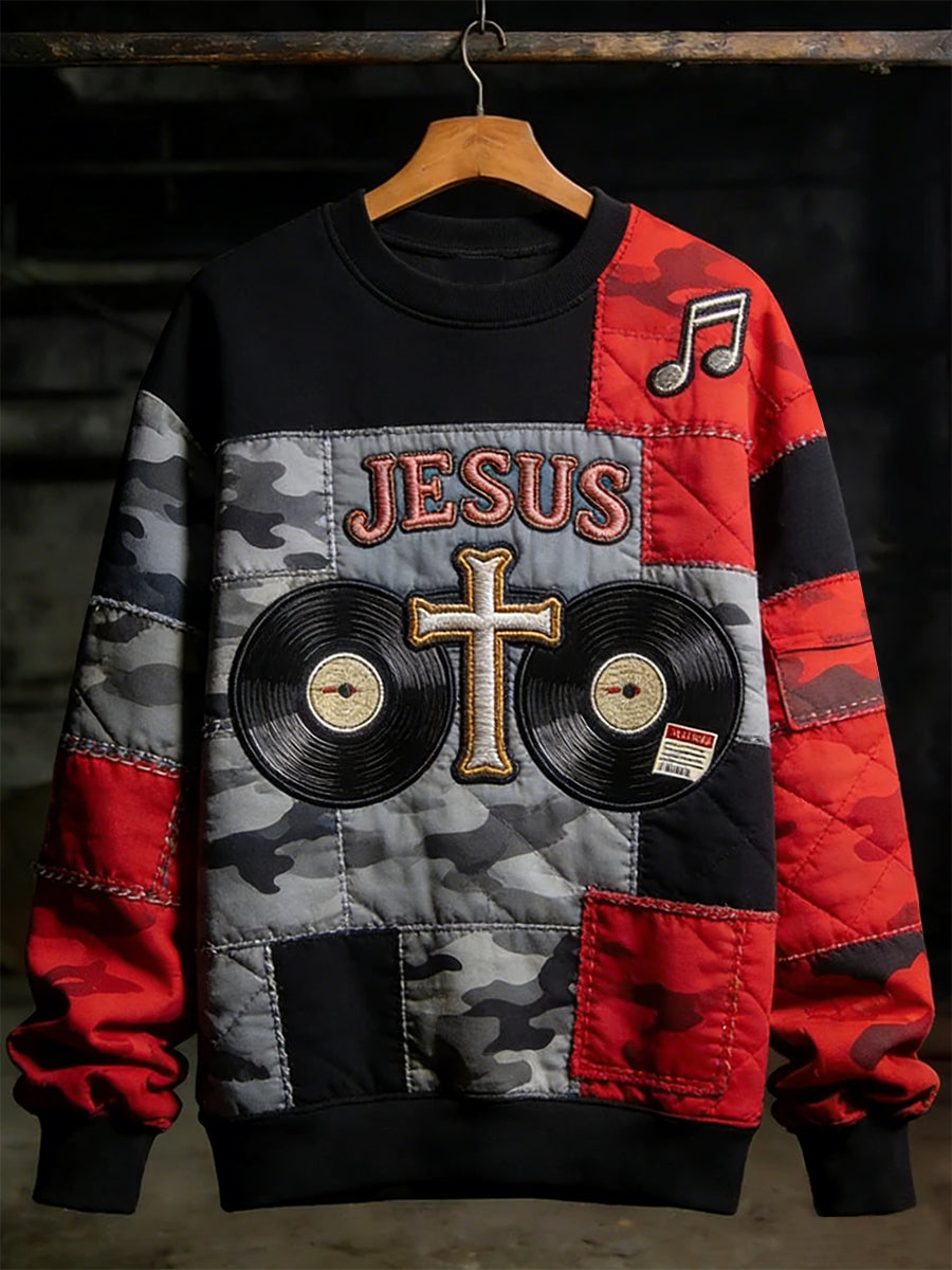 Men's Faith Music Note Crew Neck Sweatshirt