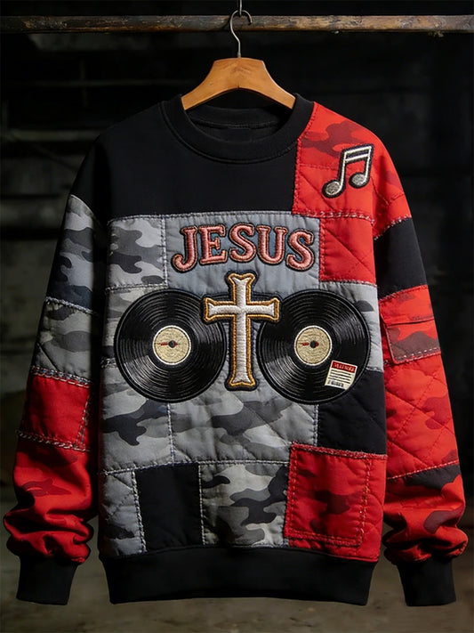 Men's Faith Music Note Crew Neck Sweatshirt