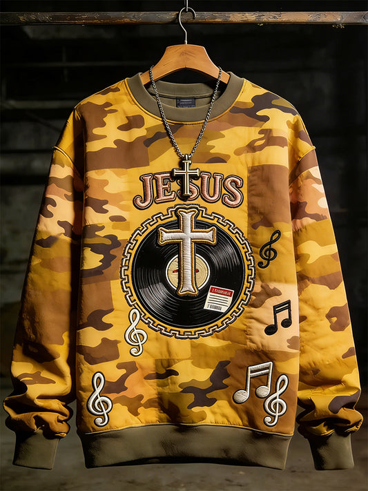 Men's Faith Music Note Crew Neck Sweatshirt