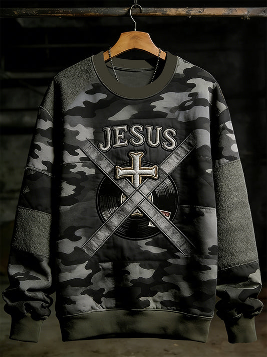 Men's Faith Music Note Crew Neck Sweatshirt