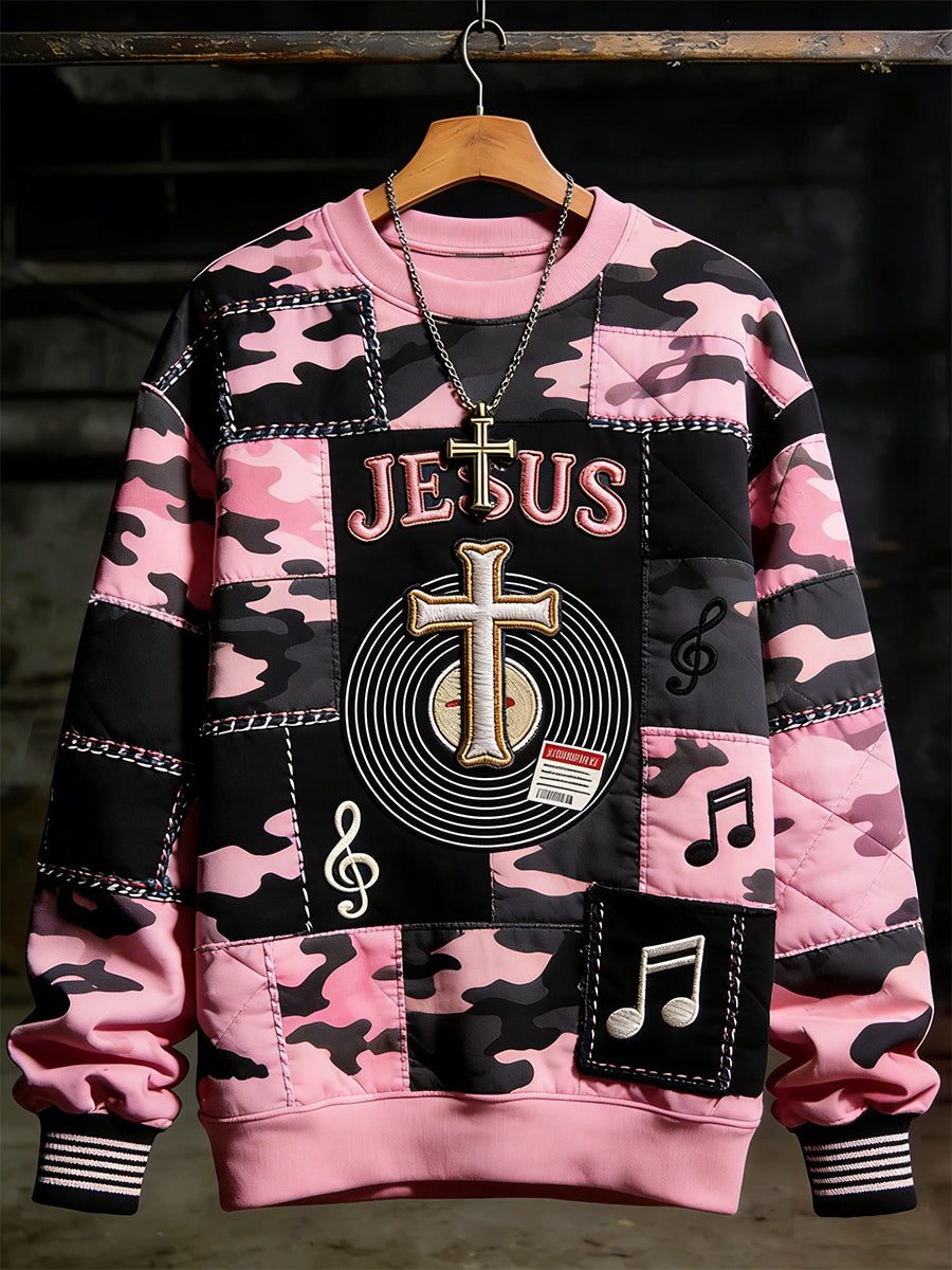 Men's Faith Music Note Crew Neck Sweatshirt