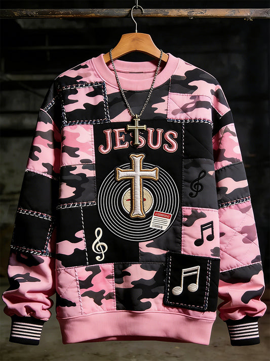 Men's Faith Music Note Crew Neck Sweatshirt