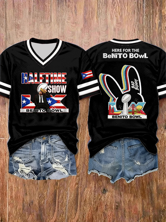 Women's Bunny Football Music Lover Printed short-sleeved T-shirt