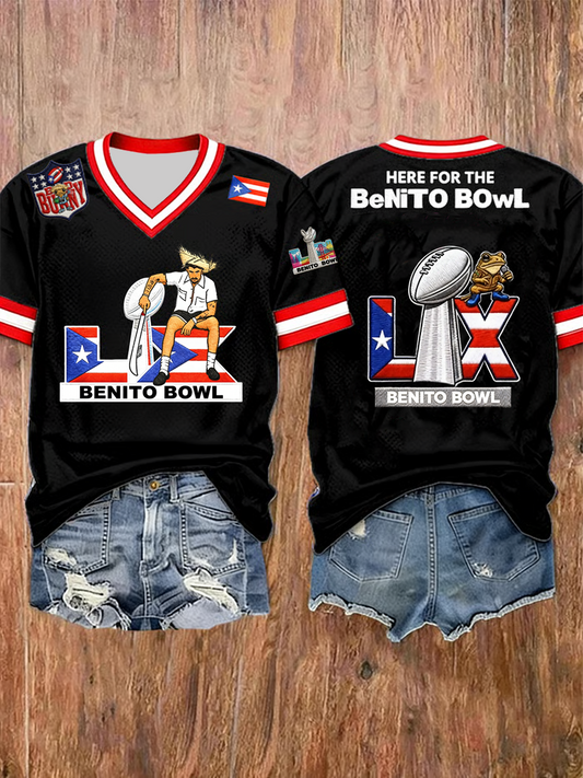 Women's Bunny Football Music Lover Printed short-sleeved T-shirt