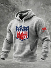 Men's Bunny Football Music Lover Printed Checkered Cotton Hoodie