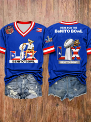 Women's Bunny Football Music Lover Printed short-sleeved T-shirt