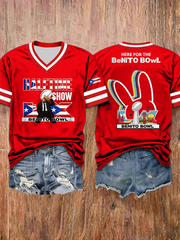 Women's Bunny Football Music Lover Printed short-sleeved T-shirt