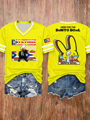 Women's Bunny Football Music Lover Printed short-sleeved T-shirt