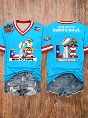 Women's Bunny Football Music Lover Printed short-sleeved T-shirt