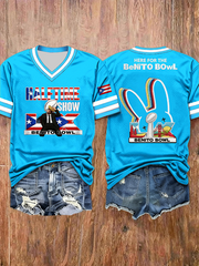 Women's Bunny Football Music Lover Printed short-sleeved T-shirt