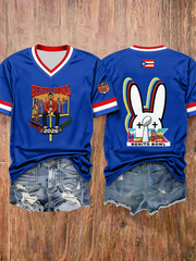 Women's Bunny Football Music Lover Printed short-sleeved T-shirt