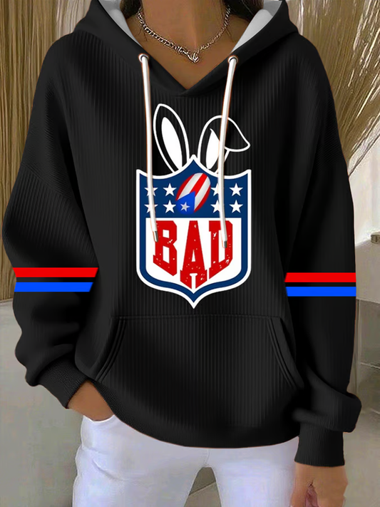 Women's Bunny Football Music Lover Printed Hoodie