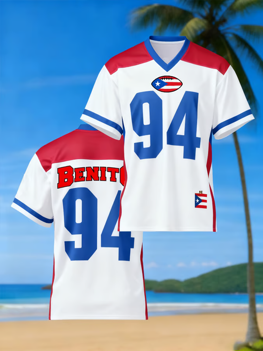 Men's Bunny Football Music Lover Printed V-neck T-shirt