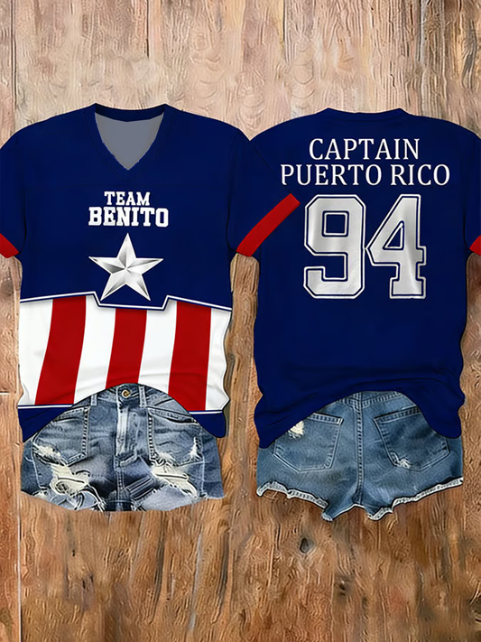 Women's Bunny Football Music Lover Printed short-sleeved T-shirt