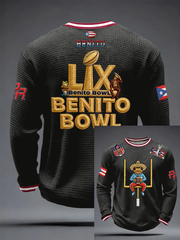 Men's Bunny Football Music Lover Printed Waffle Long Sleeve T-Shirt