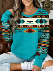 Women's Vintage Western Aztec Pattern Casual Sweatshirt
